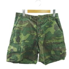 ヴィンテージ VINTAGE 80s ジャングルファティーグ ショートパンツ カモフラ リップストップ カーキ S-M