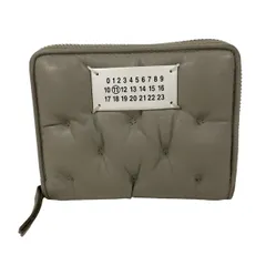 メゾンマルジェラ 2つ折り財布 グラムスラム エンブロイダリー ウォレット スモール SA1UI0032 カーキグレー ラウンドファスナー レザー