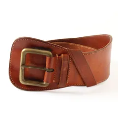 MWA26057 RALPH LAUREN ラルフローレン レザー ベルト ヴィンテージ S ブラウン×ゴールド