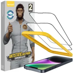 iPhone 14 / 13 Pro / 13 用【米国SGガラス製+独創的なガイド枠】2枚セット ガラスフィルム Lamicall ：9H 硬度 光沢 全面 保護 強化 ガラス フィルム 液晶 画面 シール R3 38