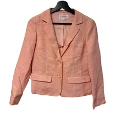  HANAE MORI ALMA EN ROSE ツイード テーラードジャケット ピンク レディース 38サイズ【Z1818】