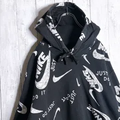 【海外モデル/入手困難】ナイキ NIKE ブラック 総柄 スウェット パーカー #s333