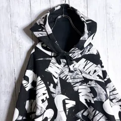 【最高モデル】ナイキ NIKE 総柄 ブラック ホワイト スウェット パーカー #s338