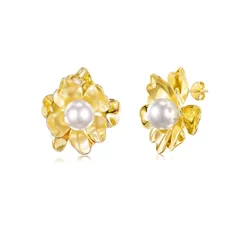 【数量限定】ピアス ゴールド 大きめ ピアス 6月誕生石 バレンタイン 真珠 ギフト 花 ホワイトデー お返し 金属アレルギー対応 入学式 卒業式 結婚式 かわいい 18金 錆びない おしゃれ レディース パーティー デート パール 女性誕生日プレゼント