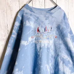 【入手困難】90s~00s Vintage 古着 Hanes 水色 ウォッシュブルー ブリーチ タイダイ スウェット  #s111