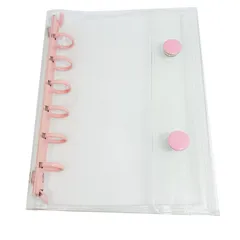 mamota A7 シール帳 バインダー ミニ クリア 6穴 ぷっくりシール 推し活 透明 PVC ミニノート 手帳 メモ帳 ポータブル ポケットサイズ (ピンク) [ピンク]