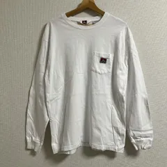 (^w^)b BEN DAVIS ベンデイビス 長袖 クルーネック 胸ポケット付き ゆったり オーバーサイズ ドロップショルダー 無地 ロンT カットソー Tシャツ トップス 春 秋 白 ホワイト メンズ サイズ L OM11211HGのサムネイル