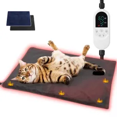 rcPetidou【ペット看護士監修】ペット用ホットカーペット 犬 猫 冬用 30°C～60°Cまで1°C単位で調節可能 12段階タイマー機能 ペットヒーター 恒温機能 液晶表示 噛み癖対策 洗える カバー2枚付き 暖房器具 日本語説明書付属 80b11965