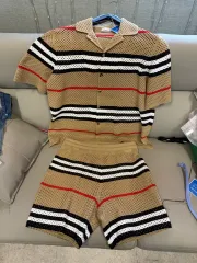 バーバリー ストライプ ニット 半袖 上下セット