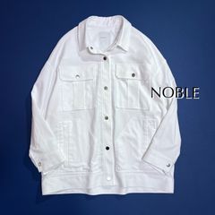 kW26 NOBLE 오버 사이즈 W 포켓 블루존 화이트 데님 재킷 금 버튼 느긋한 봄 코트 블루존 빅 사이즈 2020SS 큰 사이즈 노블
