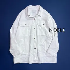 cW26 NOBLE オーバーサイズWポケットブルゾン ホワイトデニム ジャケット 金ボタン ゆったり 春コート ブルゾン ビックサイズ 2020SS 大きいサイズ ノーブル