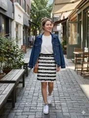 J S NEW YORK ユニーク エンブロイダリー スカート ミディ丈 55