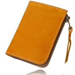 【新品】 [革工房Kineer] ミニ財布 メンズ財布 本革 牛革 L字ファスナーコンパクト カード入れ 財布 さいふ シンプル 彼氏 父 自分用 プレゼント 取り出しやすい 薄い (キャメル)