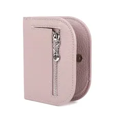 【新品】 [imeetu] ミニ財布 二つ折り財布 レディース メンズ 薄型 軽量 本革 使いやすい コンパクト ミニウォレット 小銭入れ スリム カジュアル スキミング防止 （ライトピンク） 0