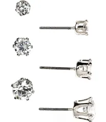 アンクライン レディース アクセサリー ピアス・イヤリング Anne Klein Trio Stud Earrings Set SilverCrystal シルバーのサムネイル