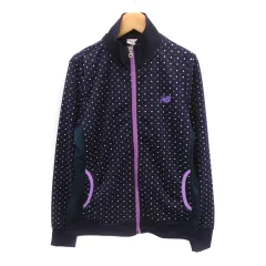 ニューバランス NEW BALANCE スポーツウェア トラックジャケット ジャージ ミドル丈 ジップアップ ドット柄 L マルチカラー ダークパープル /YK28