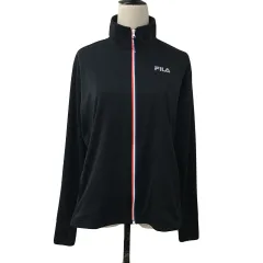 フィラ FILA ジャケット ジャージ スタンドカラー スポーツウェア ジップアップ ロゴ プリント 長袖 L 黒 ブラック