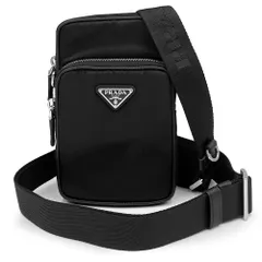 【未使用・保管品】プラダ PRADA フォン ポーチ スマホ ショルダー バッグ サコッシュ 斜め掛け ナイロン ロゴ 黒 ブラック 2ZT066