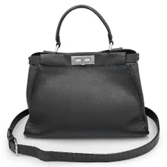 【美品】フェンディ FENDI ピーカブー セレリア ミディアム 2way ハンドバッグ ショルダー 斜め掛け グレー ベージュ バイカラー 8BN290