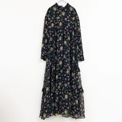 leur logette　ルールロジェット　ロングワンピース　花柄　フリル　シルク　ブラック　マルチカラー　日本製　レディース　1　a01016のサムネイル