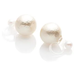 [R-days代官山] 金属アレルギー対応 イヤリング コットンパール 樹脂 ノンホールピアス ピアス風イヤリング 痛くない 軽い レディース フォーマル シンプル 大きめ パール 卒業式 入学式 結婚式 日本製 (キスカ ／ 10mm)