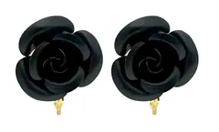[ジュエリーショップエム] イヤリング メンズ レディース 薔薇 カラー シンプル ネジ式 直結 ニッケルフリー アクセサリー 日本製 ゴールド ブラック p0306-E-G-BK