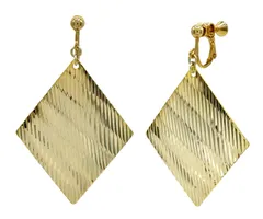 [ジュエリーショップエム] レディース イヤリング プレート スクエア ひし形 ネジ式 ニッケルフリー アクセサリー 日本製 ゴールド nife0033-E-G