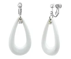 [ジュエリーショップエム] レディース イヤリング ホワイト ドロップ しずく型 モチーフ ネジ式 ニッケルフリー アクセサリー 日本製 シルバー e0111-E-R