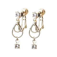 LOKUMI イヤリング 金属アレルギー対応 日本製 シリコンカバー付 ドロップ ビジュー レディース シンプル 揺れる ビジュー シルバー K24 ゴールド ピンクゴールド 金メッキ K24メッキ ネジ式 ネジバネ 金属アレルギー対応イヤリング ne-39