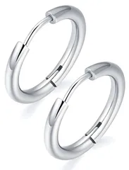 swars フープピアス ピアス リングピアス 男女兼用 両耳 2個 金属アレルギー対応 シルバー (Silver 13mm)