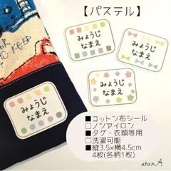 【パステル】大きいサイズ カット済み ノンアイロン お名前シール star.A