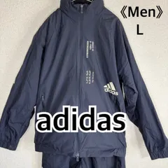 adidas ナイロンジャケット L ネイビー 裏フリース フルジップ トレーニングジャケット 防寒 アディダス