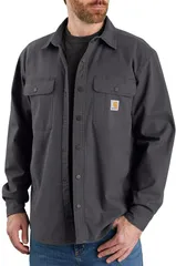 カーハート メンズ アウター ジャケット・ブルゾン シャツ フリース Carhartt Mens Canvas Fleece Lined Shirt Jacket Shadow