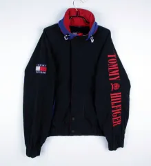 90s Tommy Hilfiger トミーヒルフィガー Spellout タイ ウィンドブレーカー