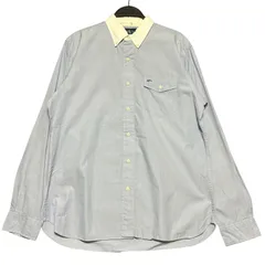 Ralph Lauren ラルフローレン ワンポイントロゴ RPL刺繍 クレリックシャツ 長袖 ボタンダウンシャツ メンズM 古着 100%コットン ブルー ホワイト【長袖シャツ】IA180