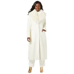 ジェシカロンドン レディース アウター ジャケット・ブルゾン プラスサイズ ウール コート Jessica London Womens Plusize Long Woolblend Coat With Faux Fur Collar Ivory アイボリー