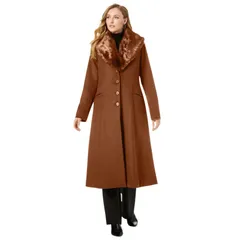 ジェシカロンドン レディース アウター ジャケット・ブルゾン プラスサイズ ウール コート Jessica London Womens Plusize Long Woolblend Coat With Faux Fur Collar Cognac