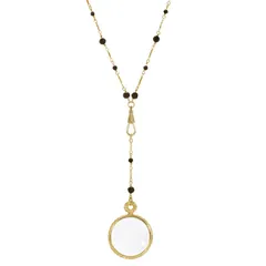 1928 レディース アクセサリー ネックレス・チョーカー・ペンダントトップ レース 1928 Gold Tone Beaded Magnifyinglass YDrop Necklace Black ブラック