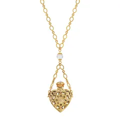 1928 レディース アクセサリー ネックレス・チョーカー・ペンダントトップ レース 1928 14k GoldDipped Crystal Filigree Heart With Glass Vial Necklace Gold Tone ゴールド