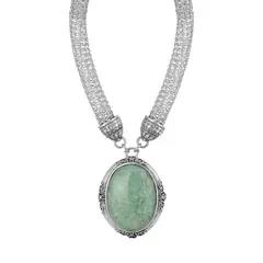 1928 レディース アクセサリー ネックレス・チョーカー・ペンダントトップ メッシュ レース 1928 Siver Tone Oval Green Pendant Necklace with Mesh Chain Green グリーン