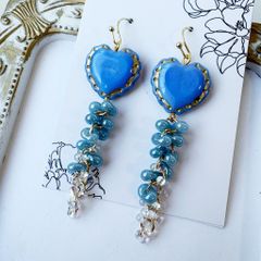ハートシェイプ ラリマー 淡水パール 3way ピアス イヤリング - メルカリ