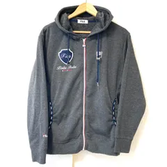 (^w^)b FILA フィラ ジップアップ 裏ボア パーカー ジャケット ふわふわ もこもこ フーディ フロントポケット 長袖 スポーティ ストリート アウトドア 暖か 防寒 グレー メンズ サイズ L
