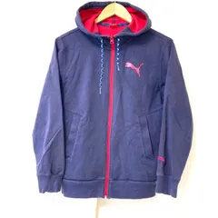 (^w^)b PUMA プーマ コットン100% ジップアップ 長袖 パーカー ロゴプリント スポーティ スポーツ ストリート カジュアル アウトドア フロントポケット ネイビー メンズ サイズ S