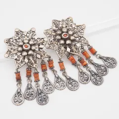 R363 カラーストーン イヤリング 大ぶり スウィング デザイン ヴィンテージ