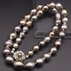 R301 バロックパール 真珠 SILVER刻印 ネックレス グレー系カラー デザイン シルバー 6月誕生石