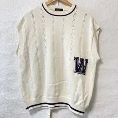 (^w^)b NIKO AND... ニコアンド コットン100% クルーネック ニット ベスト セーター オーバーサイズ ゆったり カジュアル レイヤード 重ね着 オフホワイト レディース サイズ F