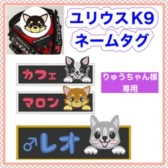 りゅうちゃん様　専用　ユリウスk9 対応　ネームタグ  刺繍名前ワッペン　カスタムオーダー　安心のイメージ画像確認サービス付き　マジックテープ　ネームラベル