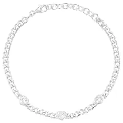 Sunkissed Sterling レディース アクセサリー ブレスレット・バングル・アンクレット Sunkissed Sterling Cubic Zirconia TriHeart Curb Chain Bracelet Silver Tone シルバー