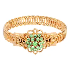 1928 レディース アクセサリー ブレスレット・バングル・アンクレット オーバーレイ 1928 Gold Tone Siam Flower Overlay Belt Bracelet Green グリーン