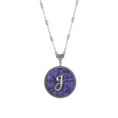 1928 レディース アクセサリー ネックレス・チョーカー・ペンダントトップ レース 1928 Silver Tone Round Initial Pendant Necklace J シルバー